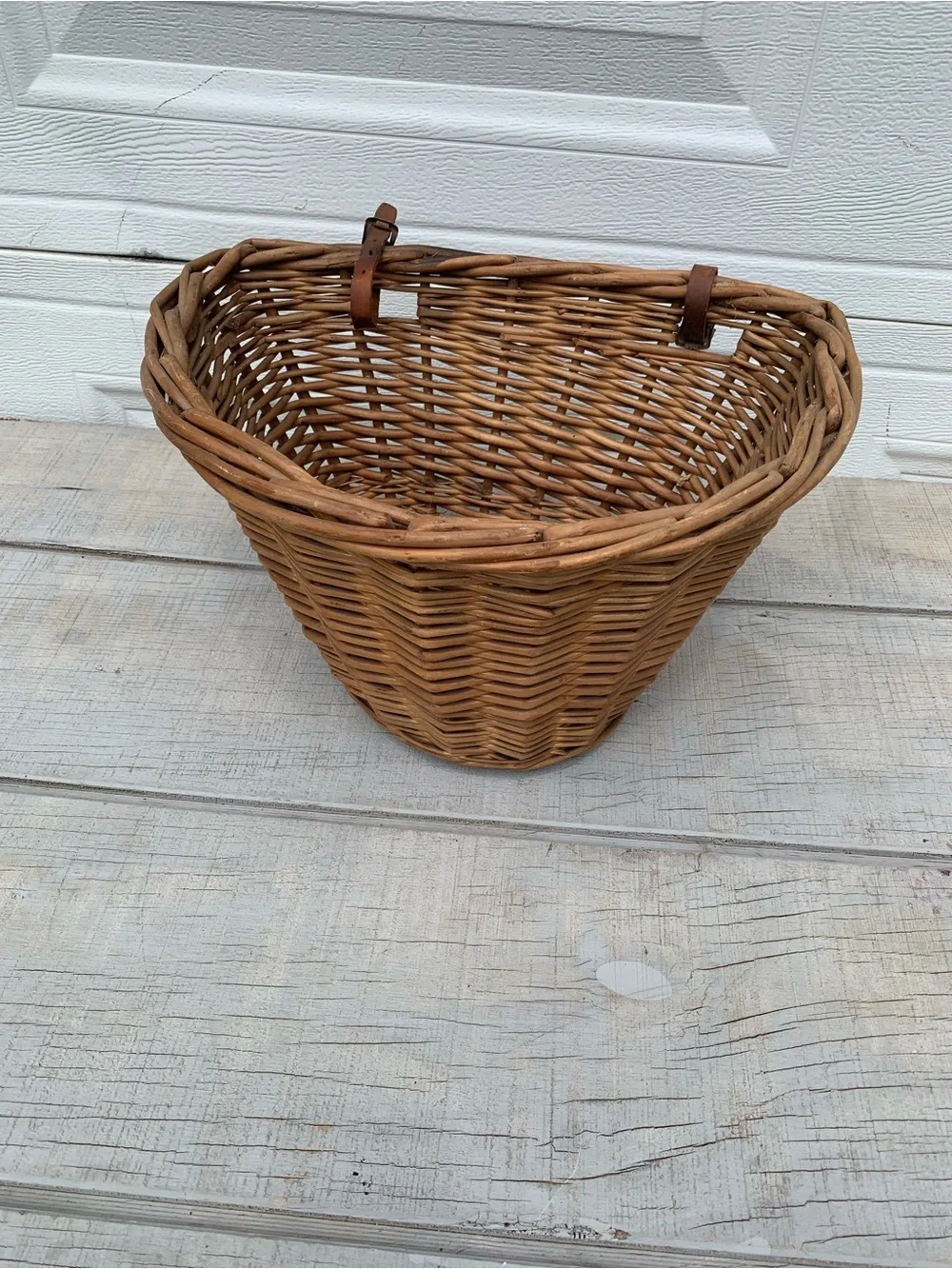 Vintage Wicker Bicycle Basket Front Handlebar Cargo Rattan Willow Boho
